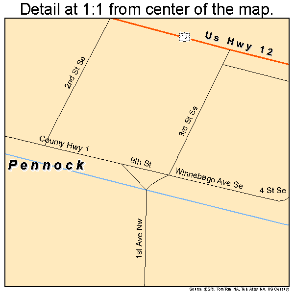 Pennock, Minnesota road map detail