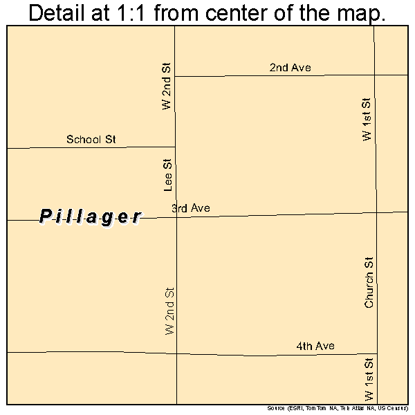 Pillager, Minnesota road map detail