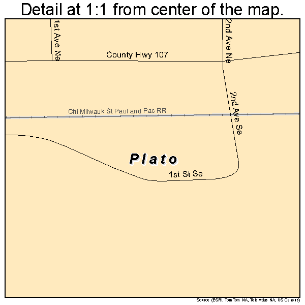 Plato, Minnesota road map detail
