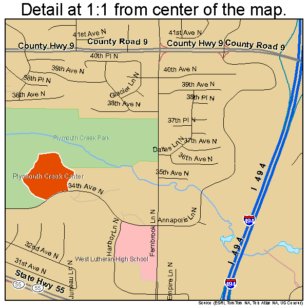 Plymouth, Minnesota road map detail