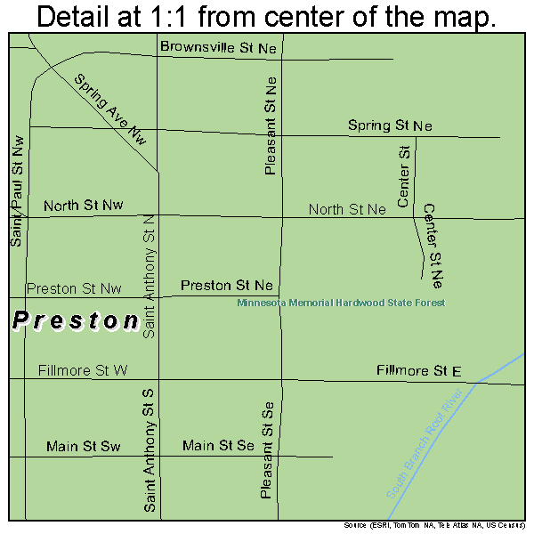 Preston, Minnesota road map detail