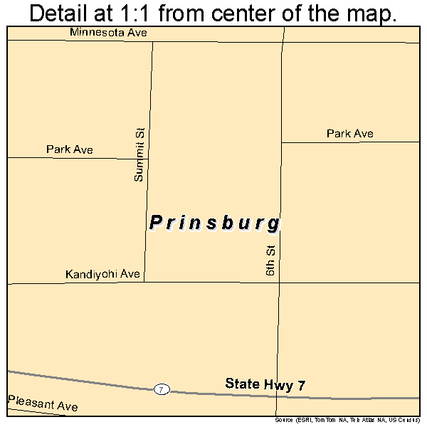 Prinsburg, Minnesota road map detail