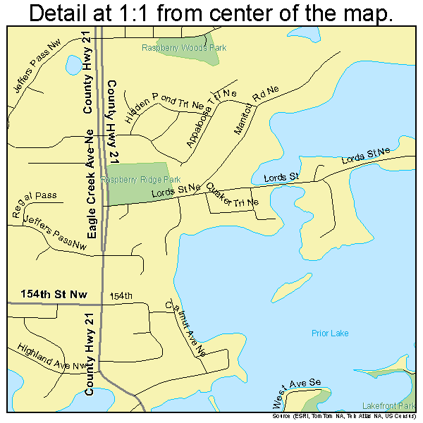 Prior Lake, Minnesota road map detail