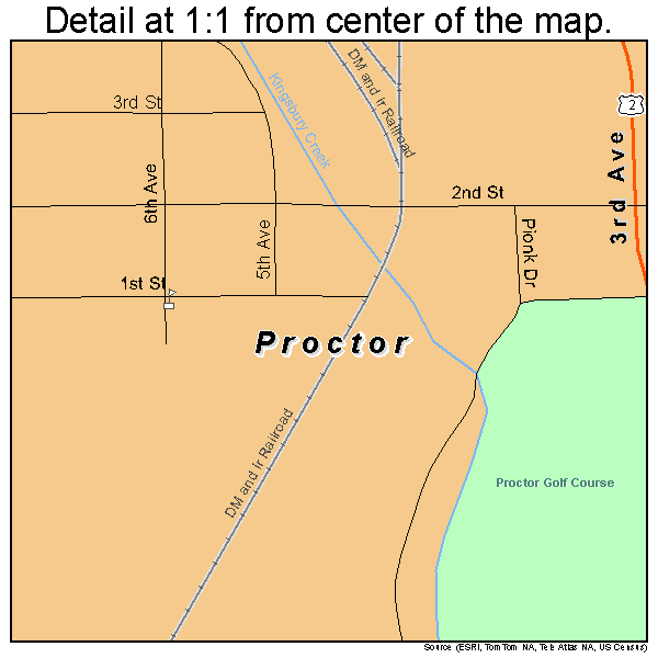 Proctor, Minnesota road map detail