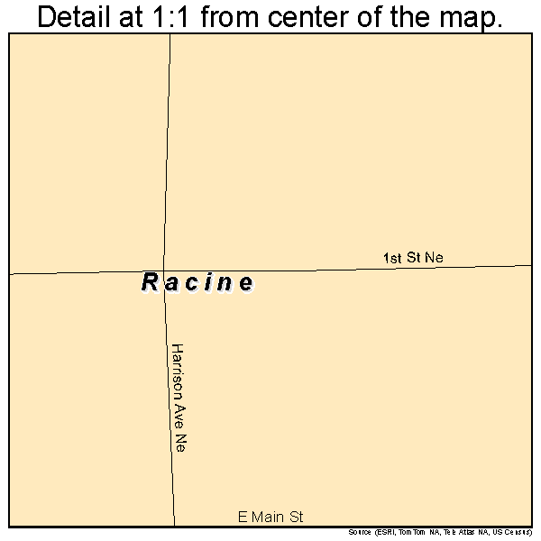 Racine, Minnesota road map detail
