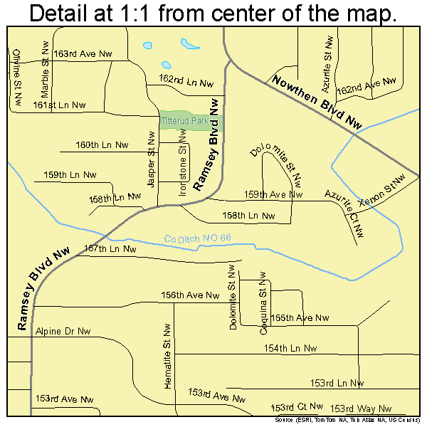 Ramsey, Minnesota road map detail