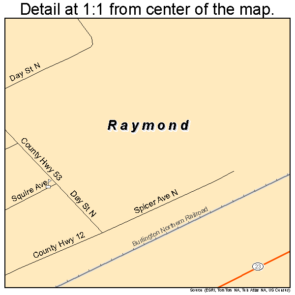 Raymond, Minnesota road map detail