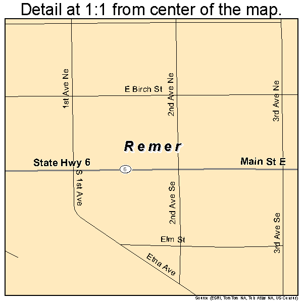 Remer, Minnesota road map detail