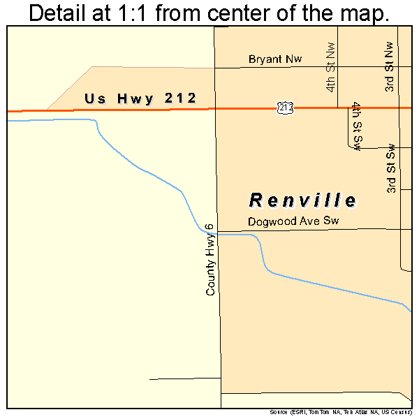 Renville, Minnesota road map detail