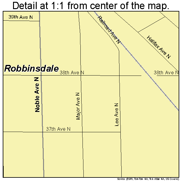 Robbinsdale, Minnesota road map detail