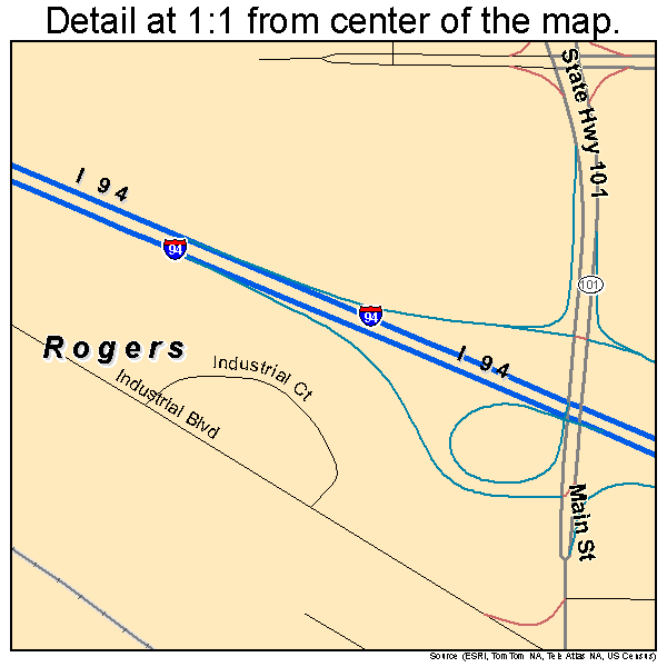 Rogers, Minnesota road map detail