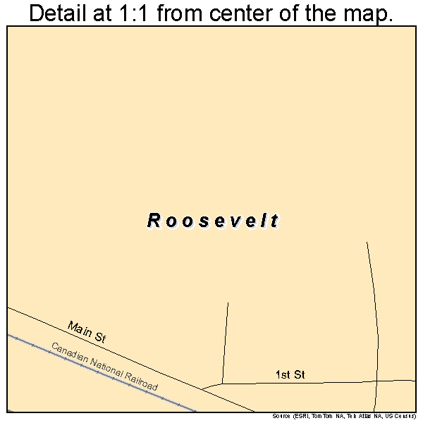 Roosevelt, Minnesota road map detail