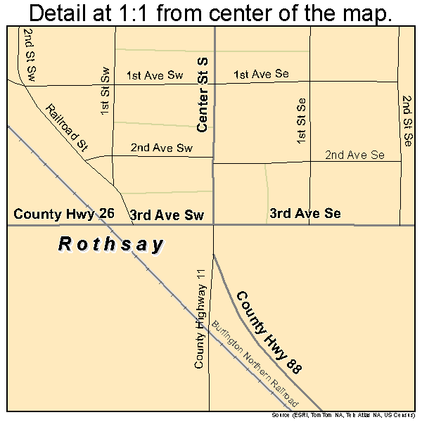 Rothsay, Minnesota road map detail