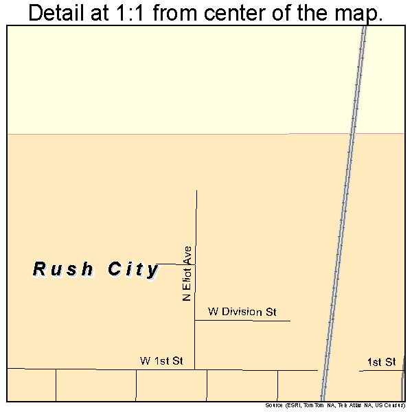 Rush City, Minnesota road map detail