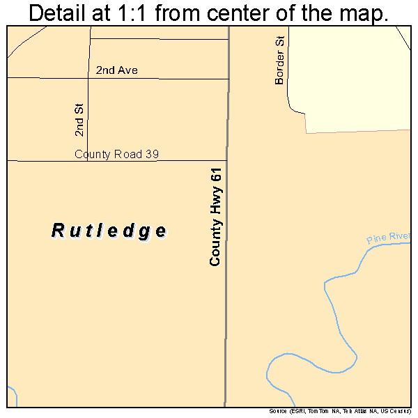 Rutledge, Minnesota road map detail