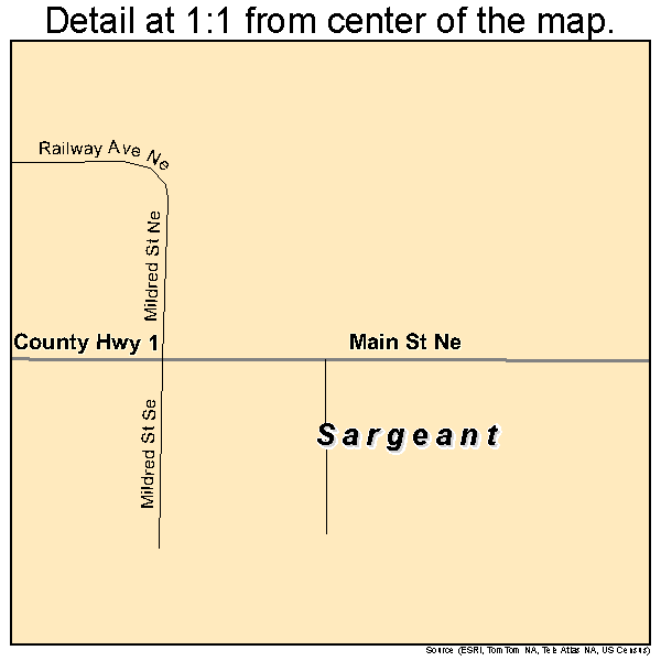 Sargeant, Minnesota road map detail
