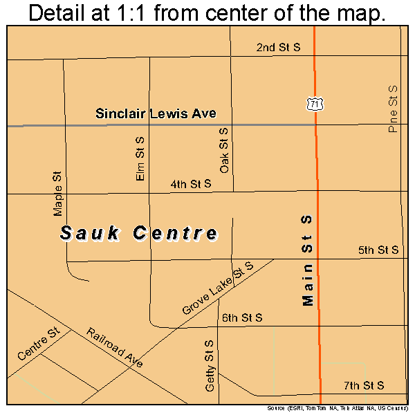 Sauk Centre, Minnesota road map detail