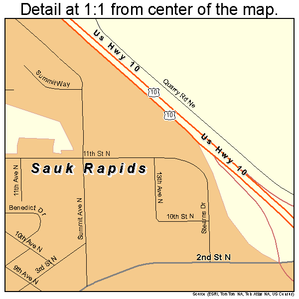 Sauk Rapids, Minnesota road map detail