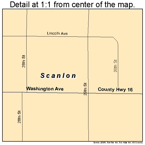 Scanlon, Minnesota road map detail