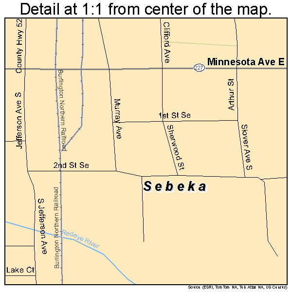Sebeka, Minnesota road map detail