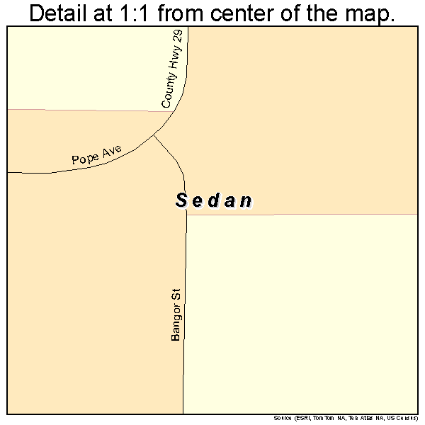 Sedan, Minnesota road map detail
