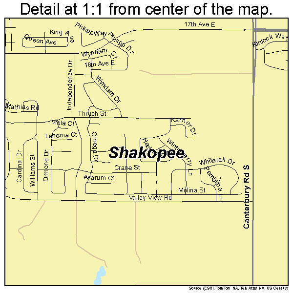 Shakopee, Minnesota road map detail
