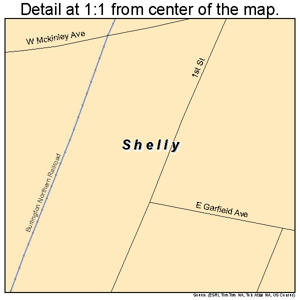 Shelly, Minnesota road map detail