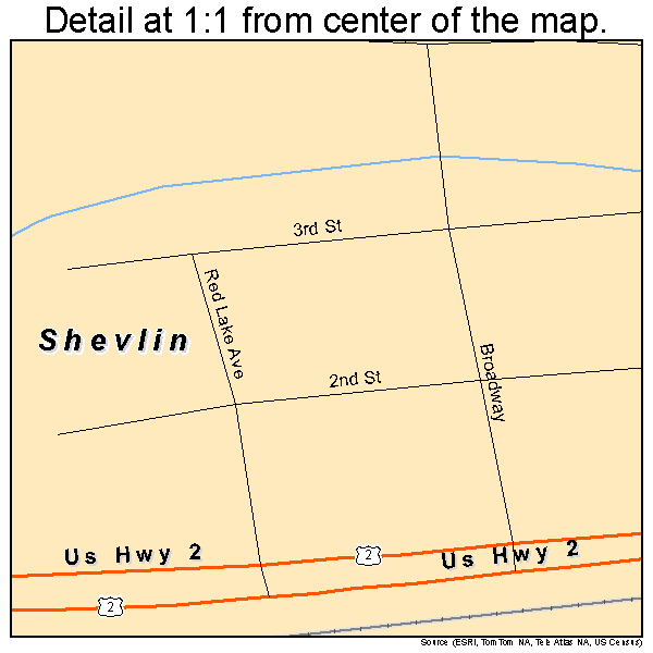 Shevlin, Minnesota road map detail