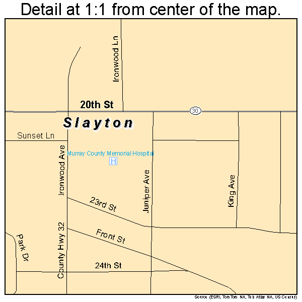 Slayton, Minnesota road map detail