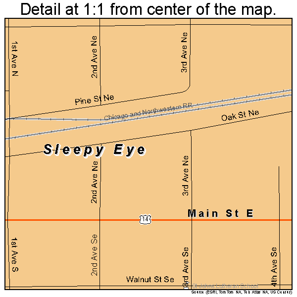 Sleepy Eye, Minnesota road map detail