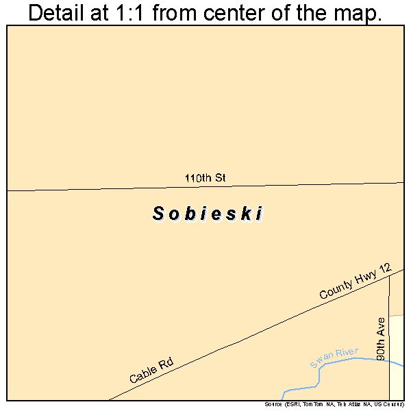 Sobieski, Minnesota road map detail