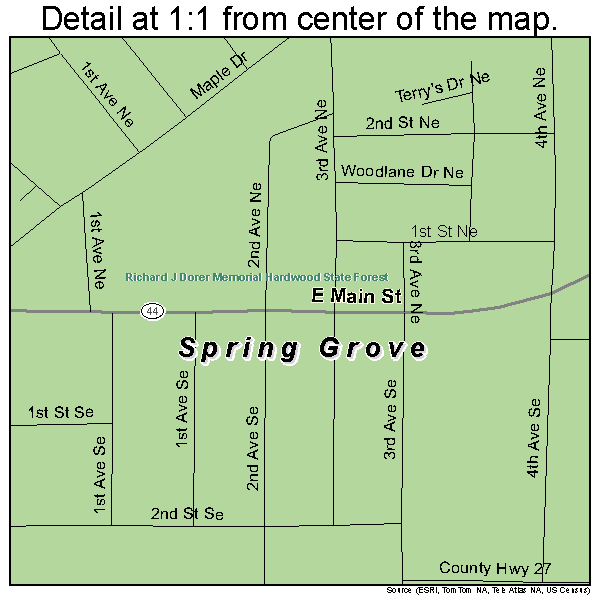 Spring Grove, Minnesota road map detail