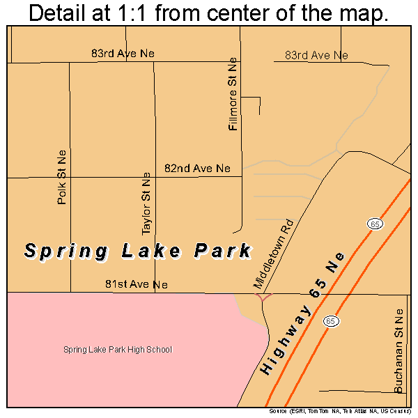 Spring Lake Park, Minnesota road map detail