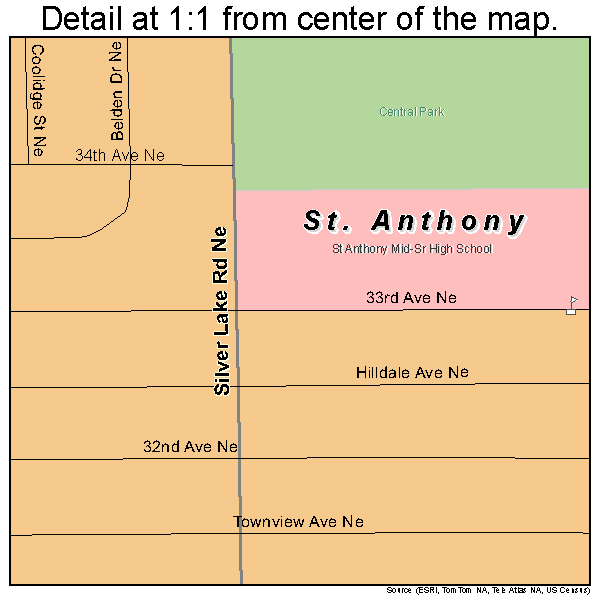 St. Anthony, Minnesota road map detail