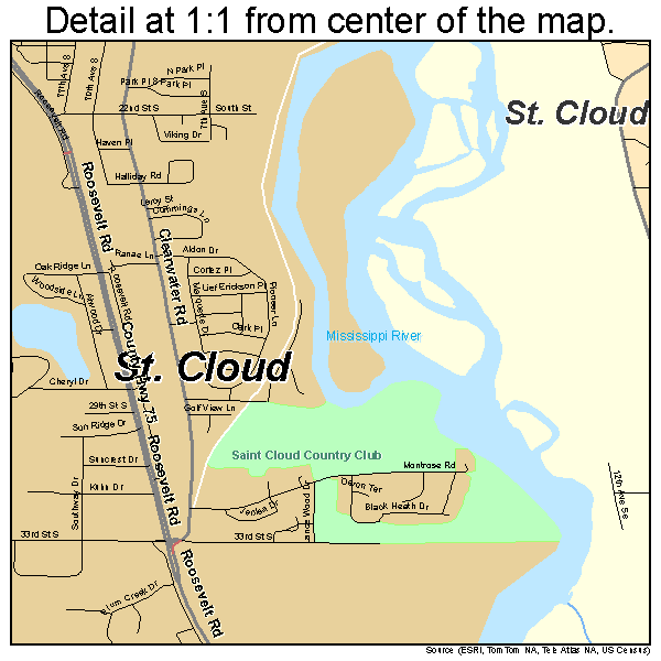 St. Cloud, Minnesota road map detail