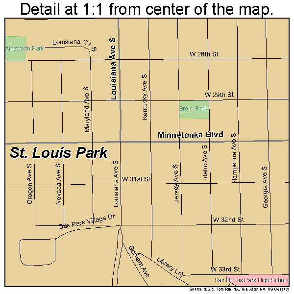 St. Louis Park, Minnesota road map detail
