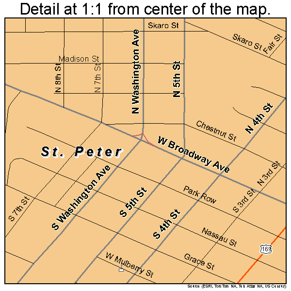 St. Peter, Minnesota road map detail