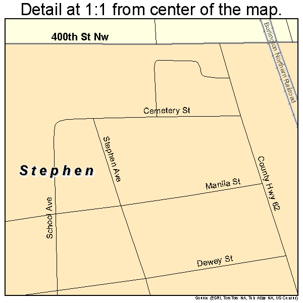 Stephen, Minnesota road map detail