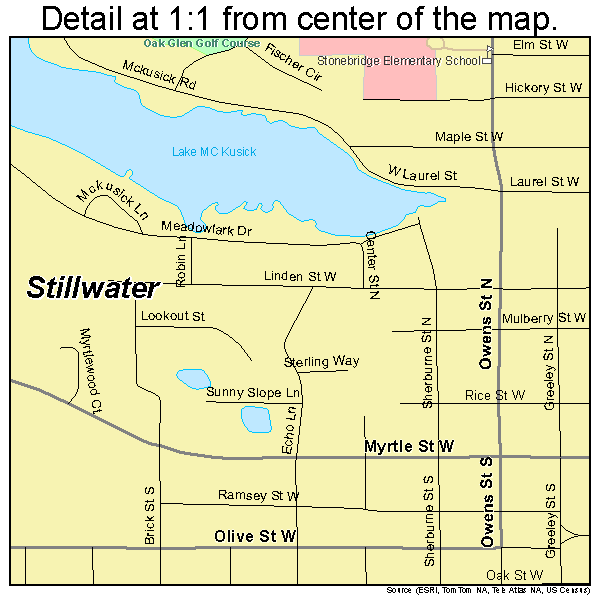 Stillwater, Minnesota road map detail