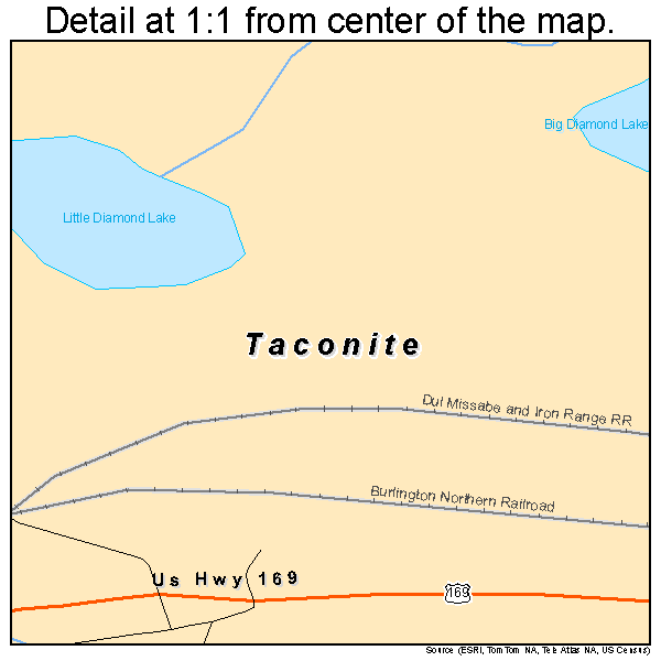 Taconite, Minnesota road map detail