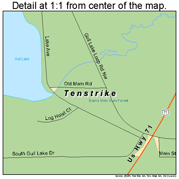 Tenstrike, Minnesota road map detail