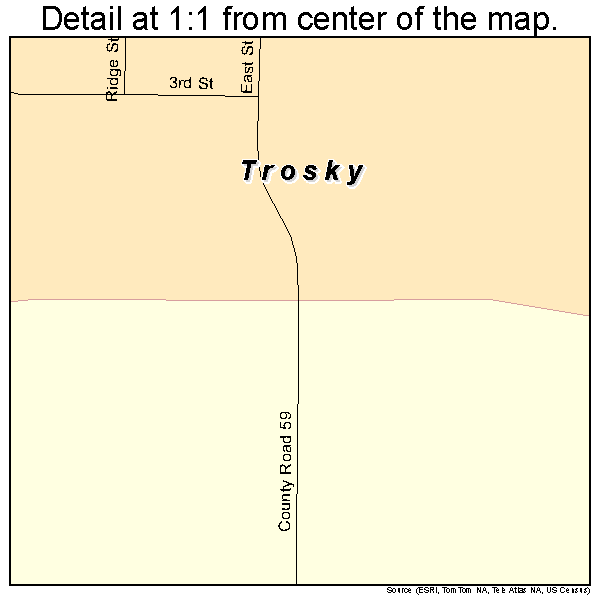 Trosky, Minnesota road map detail