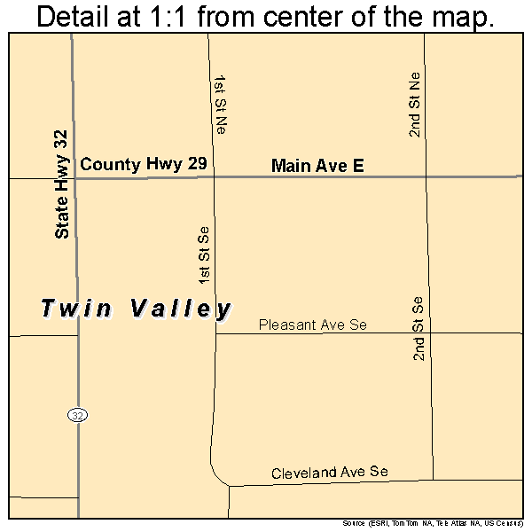 Twin Valley, Minnesota road map detail