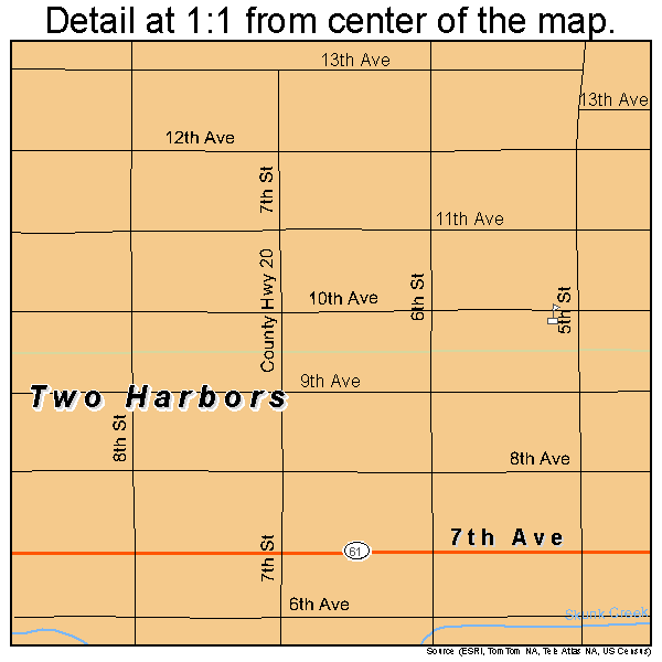 Two Harbors, Minnesota road map detail