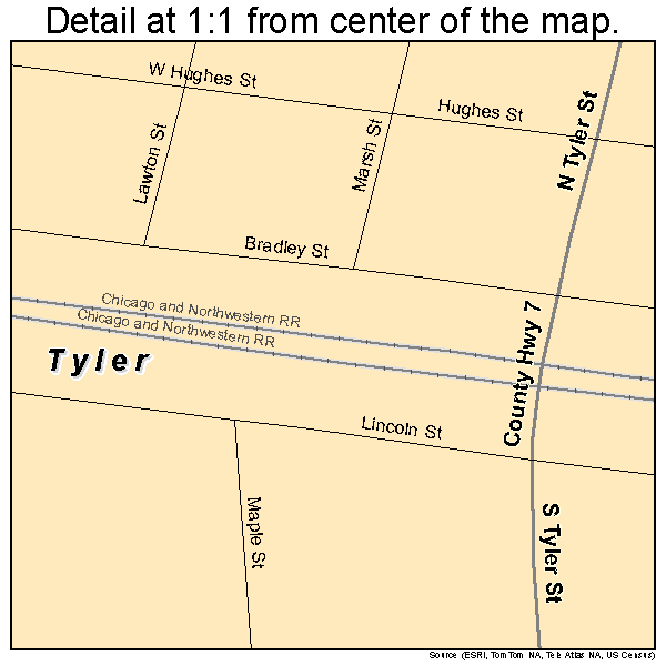 Tyler, Minnesota road map detail