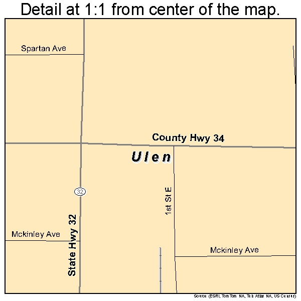 Ulen, Minnesota road map detail