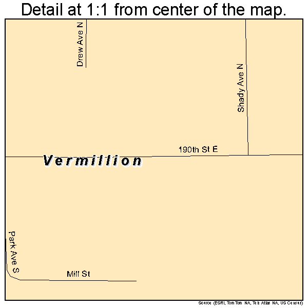 Vermillion, Minnesota road map detail