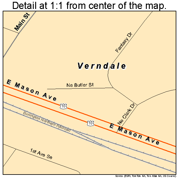 Verndale, Minnesota road map detail