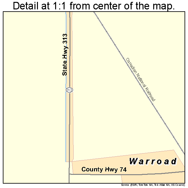 Warroad, Minnesota road map detail