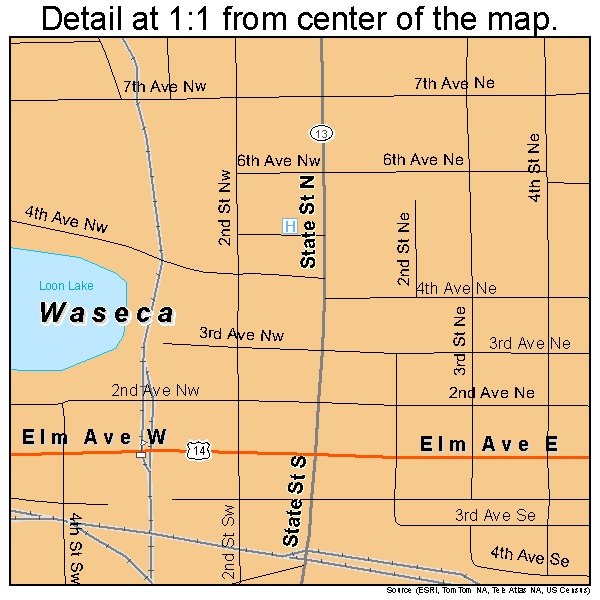 Waseca, Minnesota road map detail